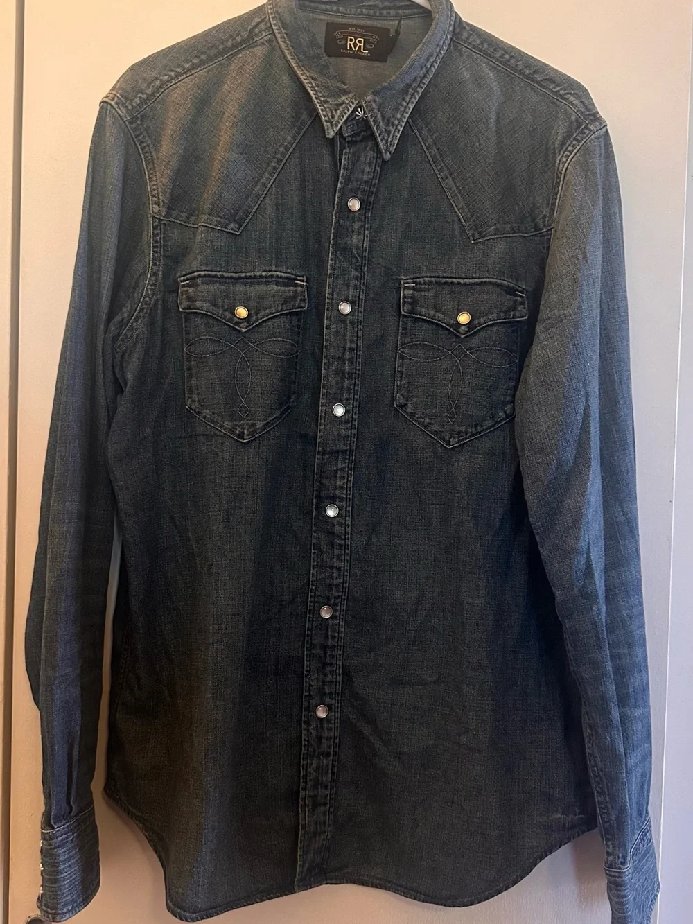 Ralph Lauren Denim Western Button-Down Shirt - Indigo Blue vintage Double RRL